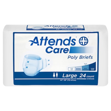 Attends Attends Care Incontinence Brief L Poly Briefs, Heavy, PK 24 BR30